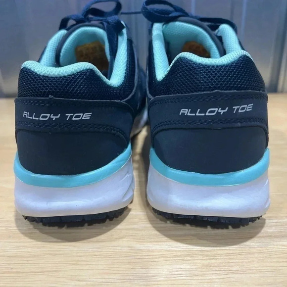 Skechers Flex Sole Work Sneakers Blue 8.5 Alloy Toe‎ - Picture 6 of 9